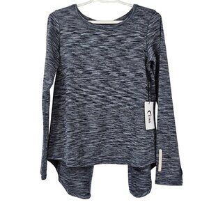 Zyia Active Charcoal Split Back Long Sleeve Top Gray Women's L NEW Athleisure